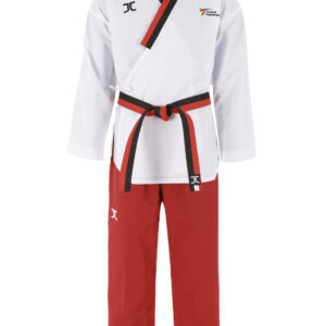 JCalicu poomsae taekwondopak poom voor meisje | WT |wit-rood